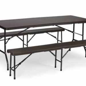Vrtni set, stol + klupe, smeđa | ModernHome